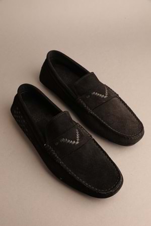 Gondol Erkek Hakiki Deri Klasik Loafer Siyah Süet 41 ttx.270