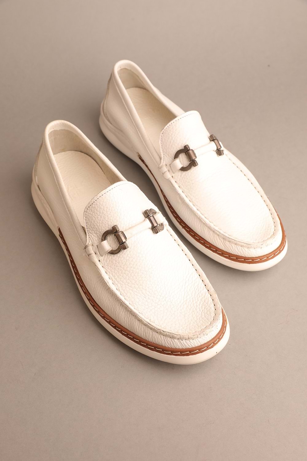 Gondol Erkek Hakiki Deri Klasik Loafer Beyaz 41 ttx.288