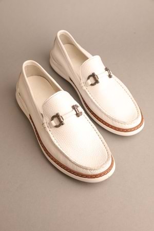Gondol Erkek Hakiki Deri Klasik Loafer Beyaz 41 ttx.288