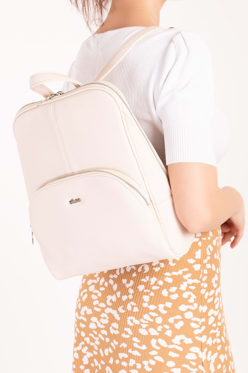 Gondol Kadın Günlük Şık Sırt Çantası ald.1025 - Ekru - TEK EBAT