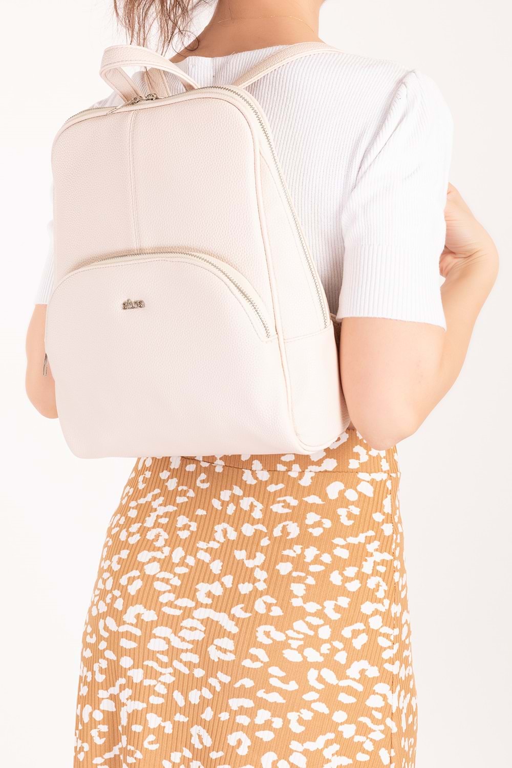 Gondol Kadın Günlük Şık Sırt Çantası ald.1025 - Ekru - TEK EBAT