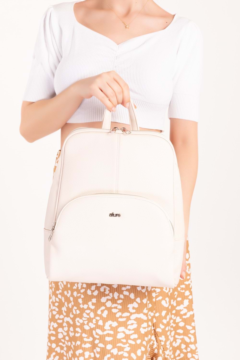 Gondol Kadın Günlük Şık Sırt Çantası ald.1025 - Ekru - TEK EBAT