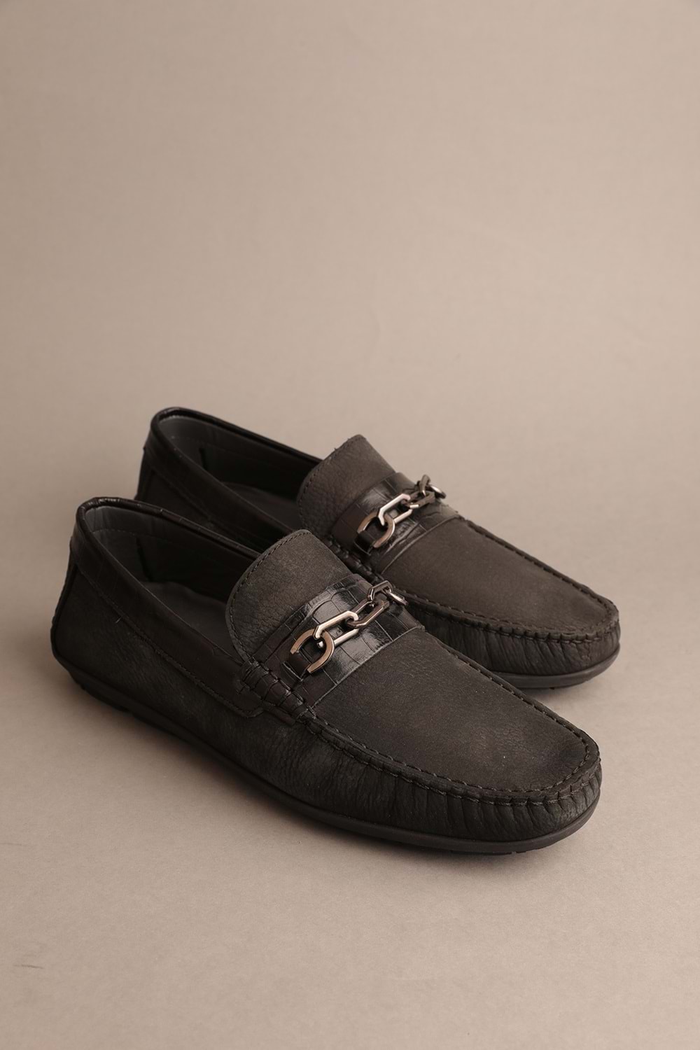 Gondol Erkek Hakiki Deri Klasik Loafer Siyah Nubuk 42 ttx.20187