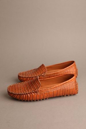 Gondol Kadın Hakiki Deri Klasik Loafer Taba Croco 37 ttx.701