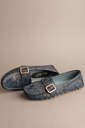 Gondol Kadın Hakiki Deri Klasik Loafer Lacivert Yılan 37 ttx.706