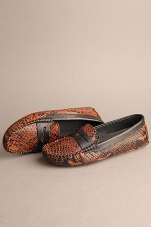 Gondol Kadın Hakiki Deri Klasik Loafer Kahve Yılan 37 ttx.708