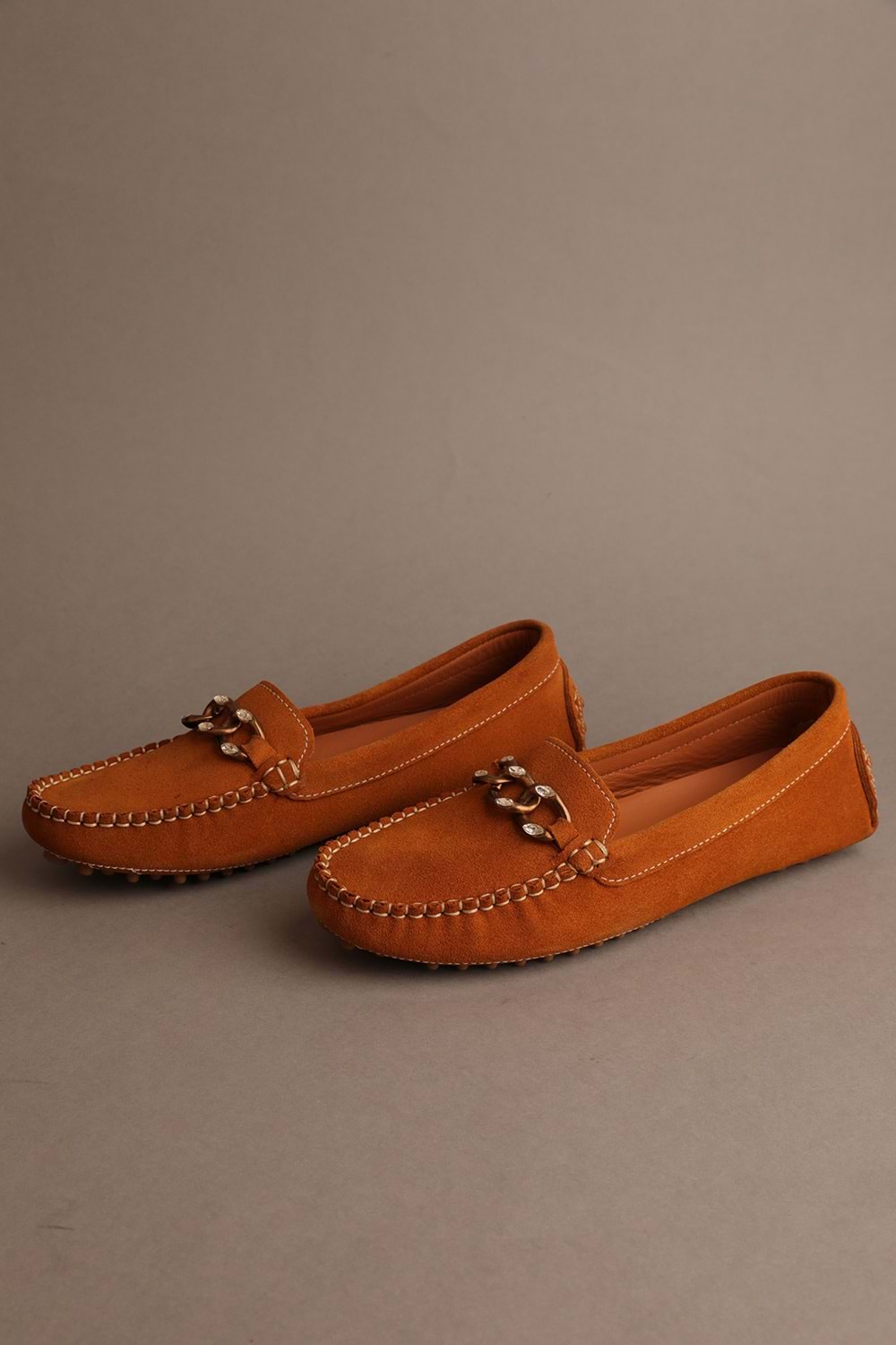 Gondol Kadın Hakiki Deri Klasik Loafer Gri 37 ttx.712