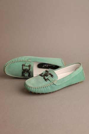 Gondol Kadın Hakiki Deri Klasik Loafer Su Yeşili 37 ttx.719