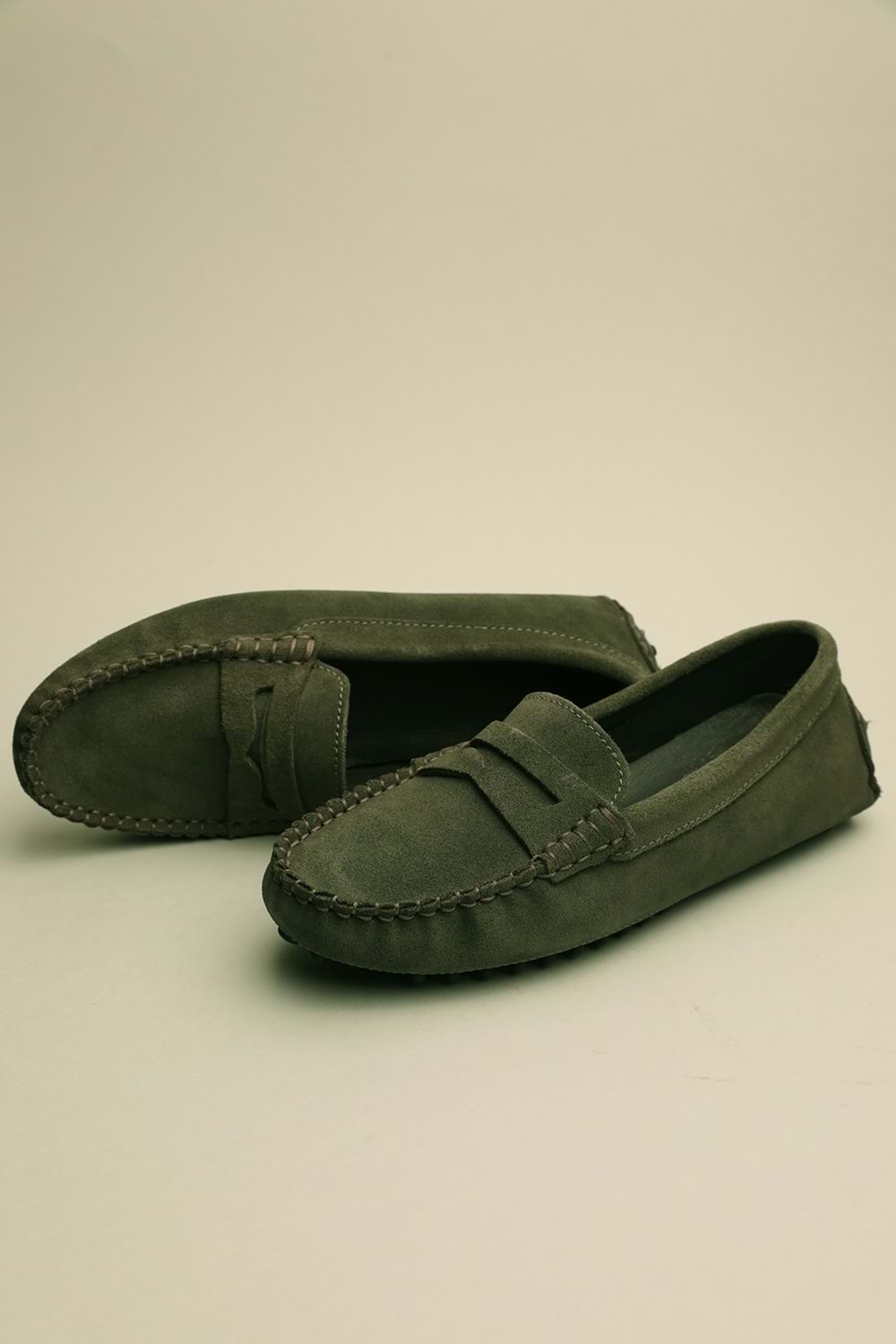 Gondol Kadın Hakiki Deri Klasik Loafer Haki 37 ttx.739