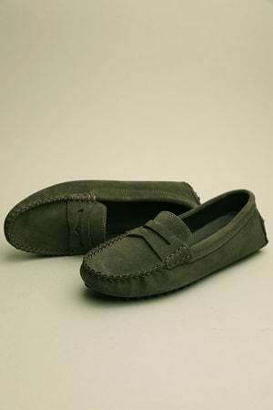 Gondol Kadın Hakiki Deri Klasik Loafer Haki 37 ttx.739