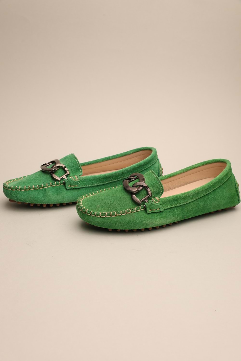 Gondol Kadın Hakiki Deri Klasik Loafer Yeşil 37 ttx.751