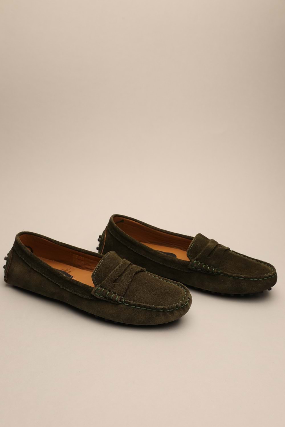 Gondol Kadın Hakiki Deri Klasik Loafer Haki 41 ttx.789