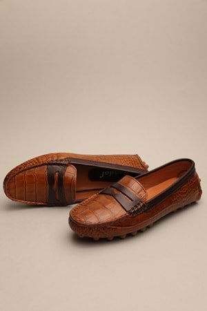 Gondol Kadın Hakiki Deri Klasik Loafer Taba Croco 37 ttx.793