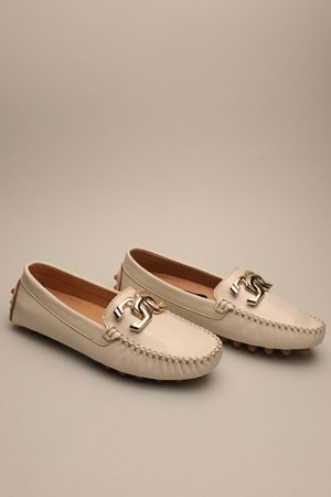 Gondol Kadın Hakiki Deri Klasik Loafer Kemik 37 ttx.799