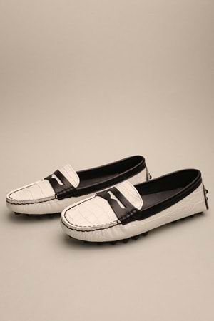 Gondol Kadın Hakiki Deri Klasik Loafer Beyaz 37 ttx.70118