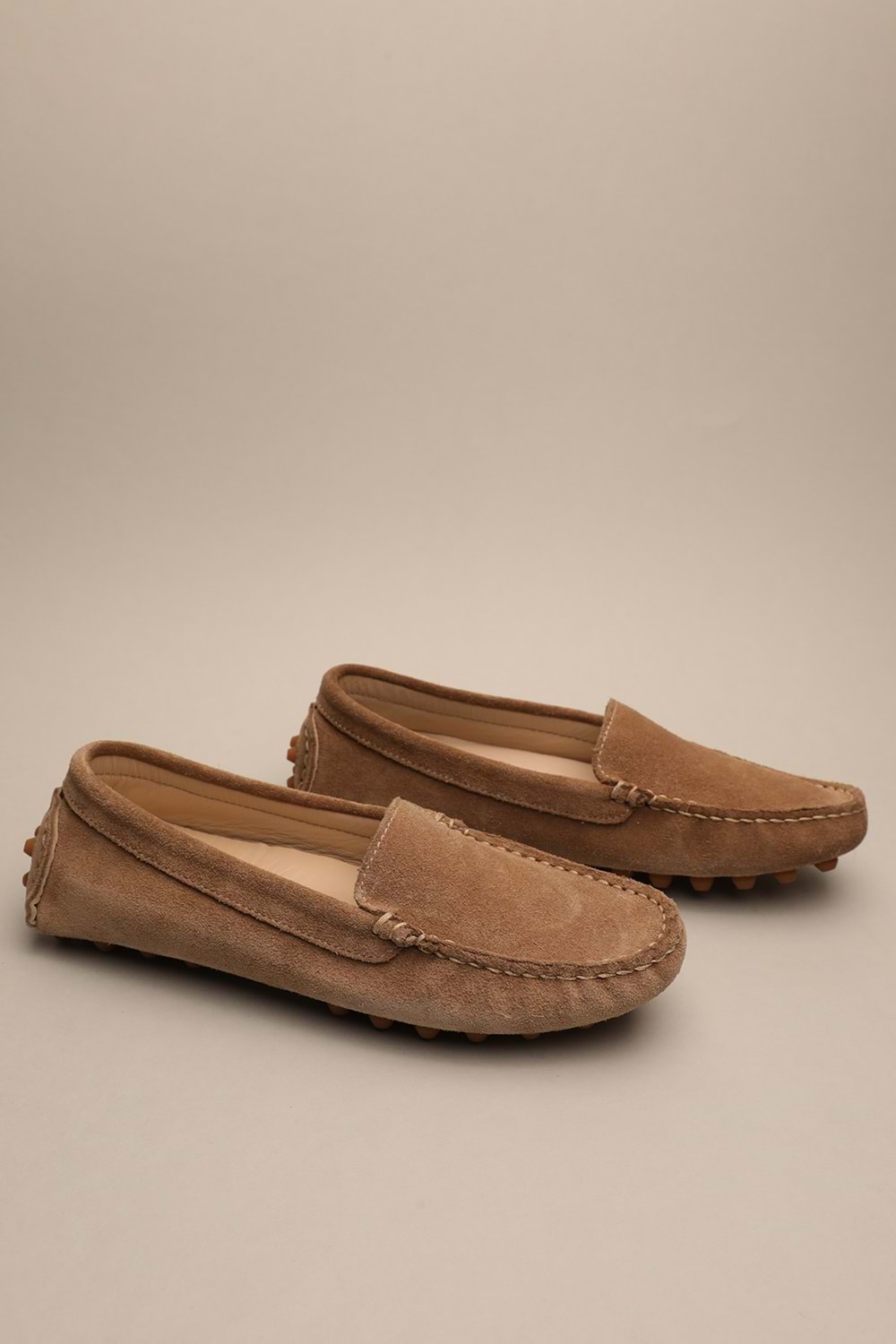 Gondol Kadın Hakiki Deri Klasik Loafer Vizon Süet 37 ttx.70127