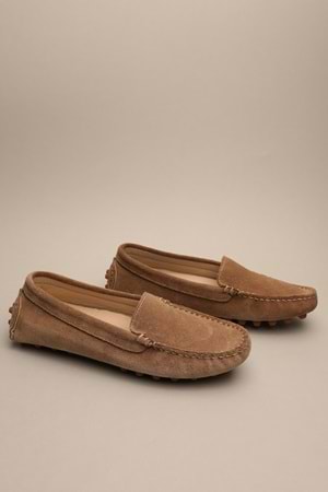 Gondol Kadın Hakiki Deri Klasik Loafer Vizon Süet 37 ttx.70127