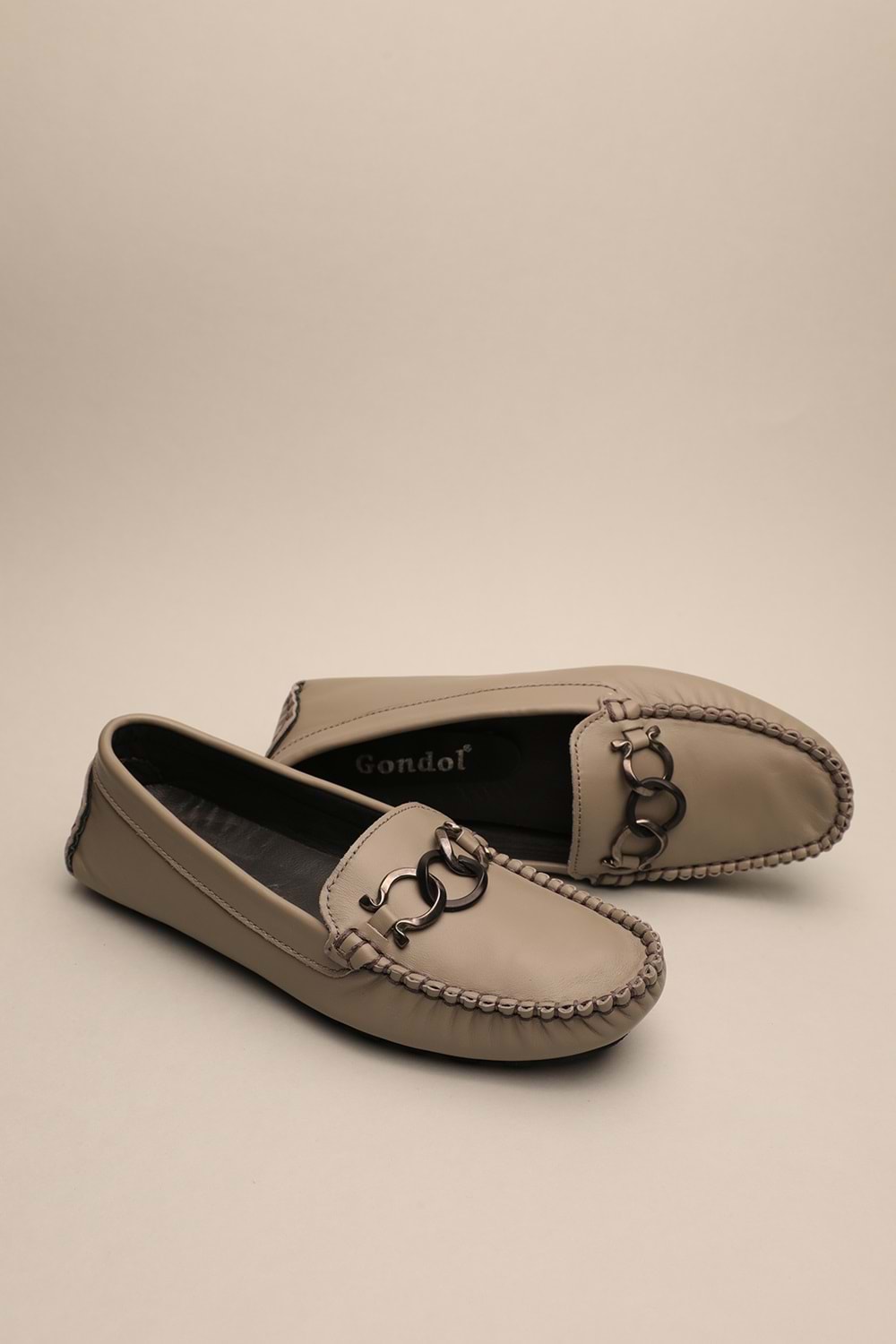 Gondol Kadın Hakiki Deri Klasik Loafer Gri 37 ttx.70129