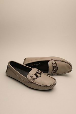 Gondol Kadın Hakiki Deri Klasik Loafer Gri 37 ttx.70129