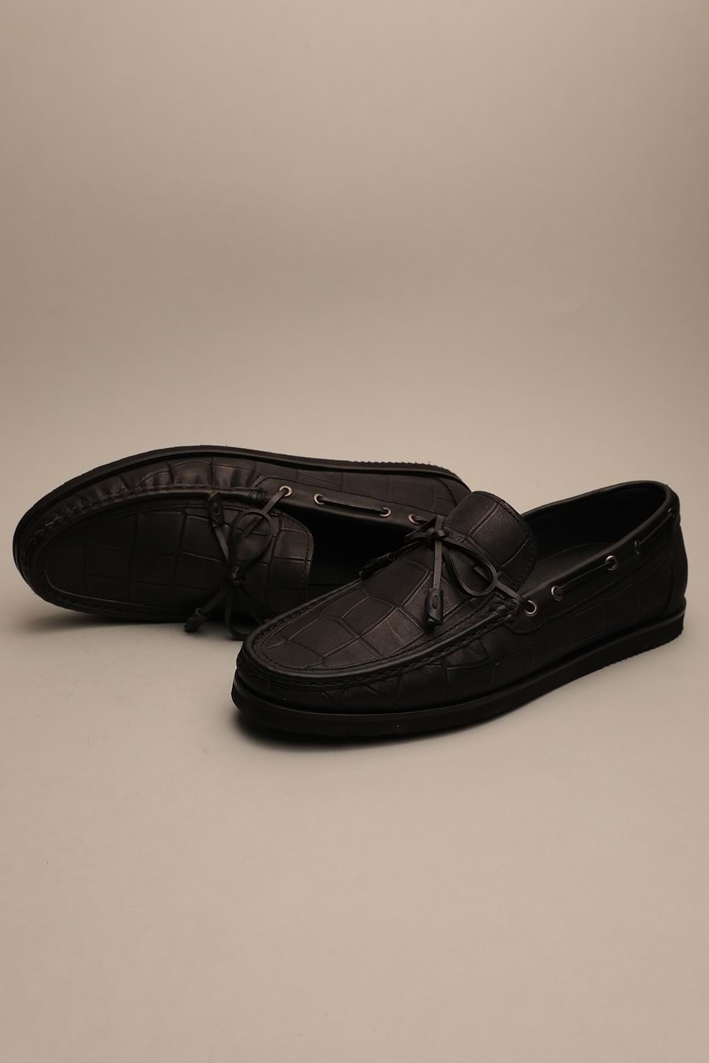 Gondol Erkek Hakiki Deri Klasik Loafer Siyah Croco 42 ttx.653