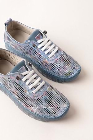 Gondol Hakiki Deri Rahat Esnek Hafif Taban Yazlık Ayakkabı kla.3623 - Mavi - 36