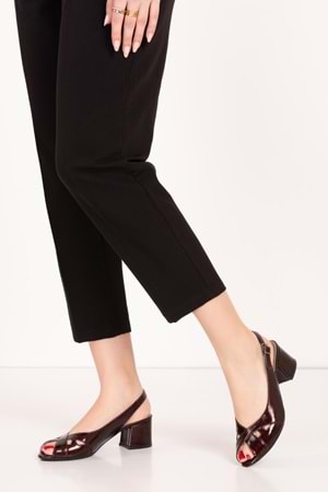 Gondol Kadın Hakiki Deri Klasik Topuklu Ayakkabı vdt.30 - Bordo Rugan - 39