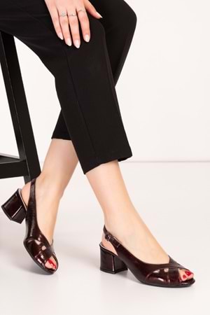 Gondol Kadın Hakiki Deri Klasik Topuklu Ayakkabı vdt.30 - Bordo Rugan - 39