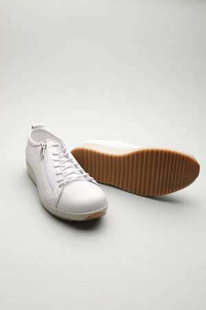 Gondol Hakiki Deri Günlük Rahat Fermuarlı Yazlık Ayakkabı zx.2402 - Beyaz - 41