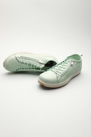 Gondol Hakiki Deri Günlük Rahat Fermuarlı Yazlık Ayakkabı zx.2402 - Mint - 37