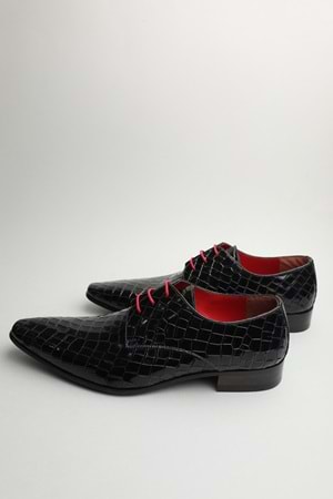 Gondol Erkek Hakiki Deri Sivri Burun Özel Deri Tasarımlı Kundura tz.622 - Siyah Croco - 40 - 353522155-33303