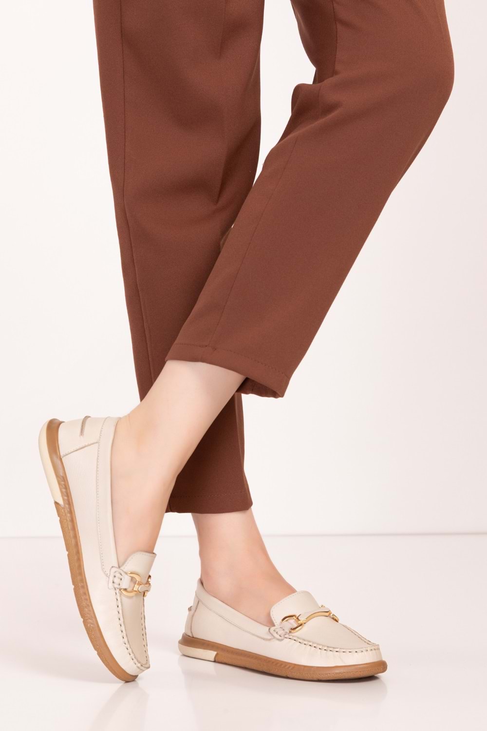 Gondol Kadın Hakiki Deri Günlük Rahat Klasik Ayakkabı hl.24103 - Gri - 37