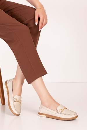 Gondol Kadın Hakiki Deri Günlük Rahat Klasik Ayakkabı hl.24103 - Gri - 37