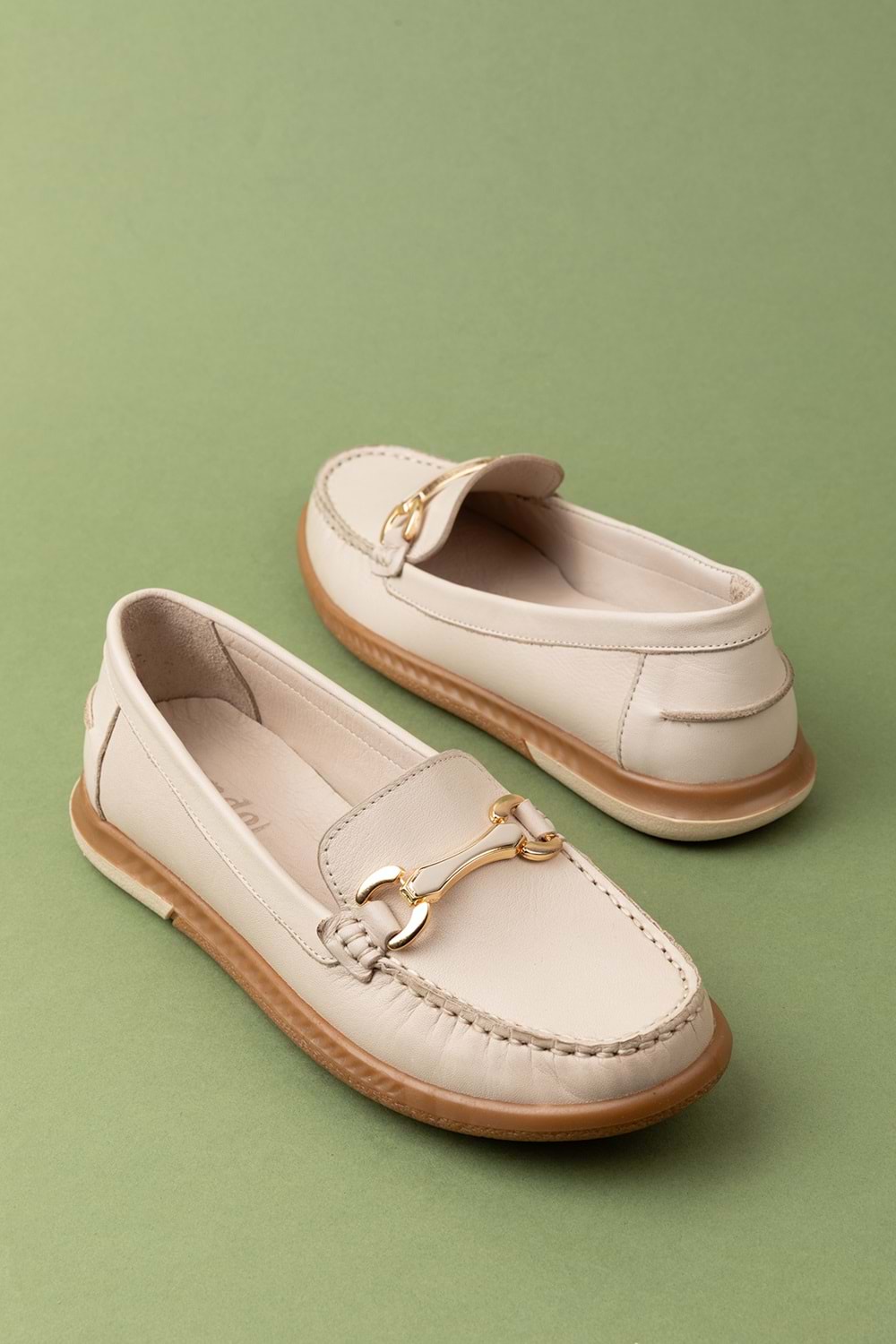 Gondol Kadın Hakiki Deri Günlük Rahat Klasik Ayakkabı hl.24103 - Gri - 39