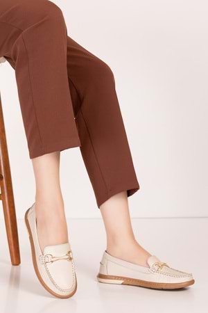 Gondol Kadın Hakiki Deri Günlük Rahat Klasik Ayakkabı hl.24103 - Gri - 39