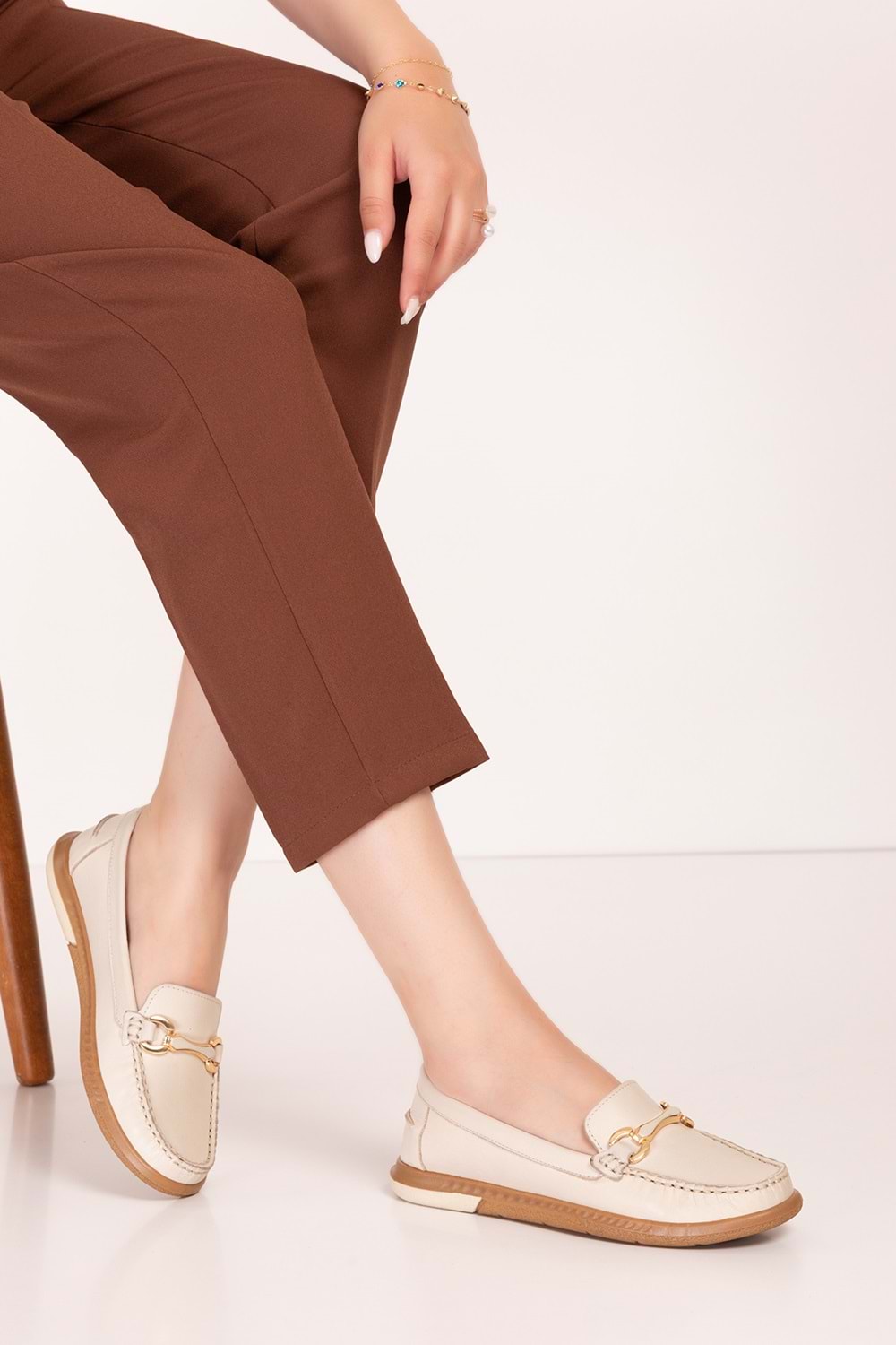 Gondol Kadın Hakiki Deri Günlük Rahat Klasik Ayakkabı hl.24103 - Gri - 39