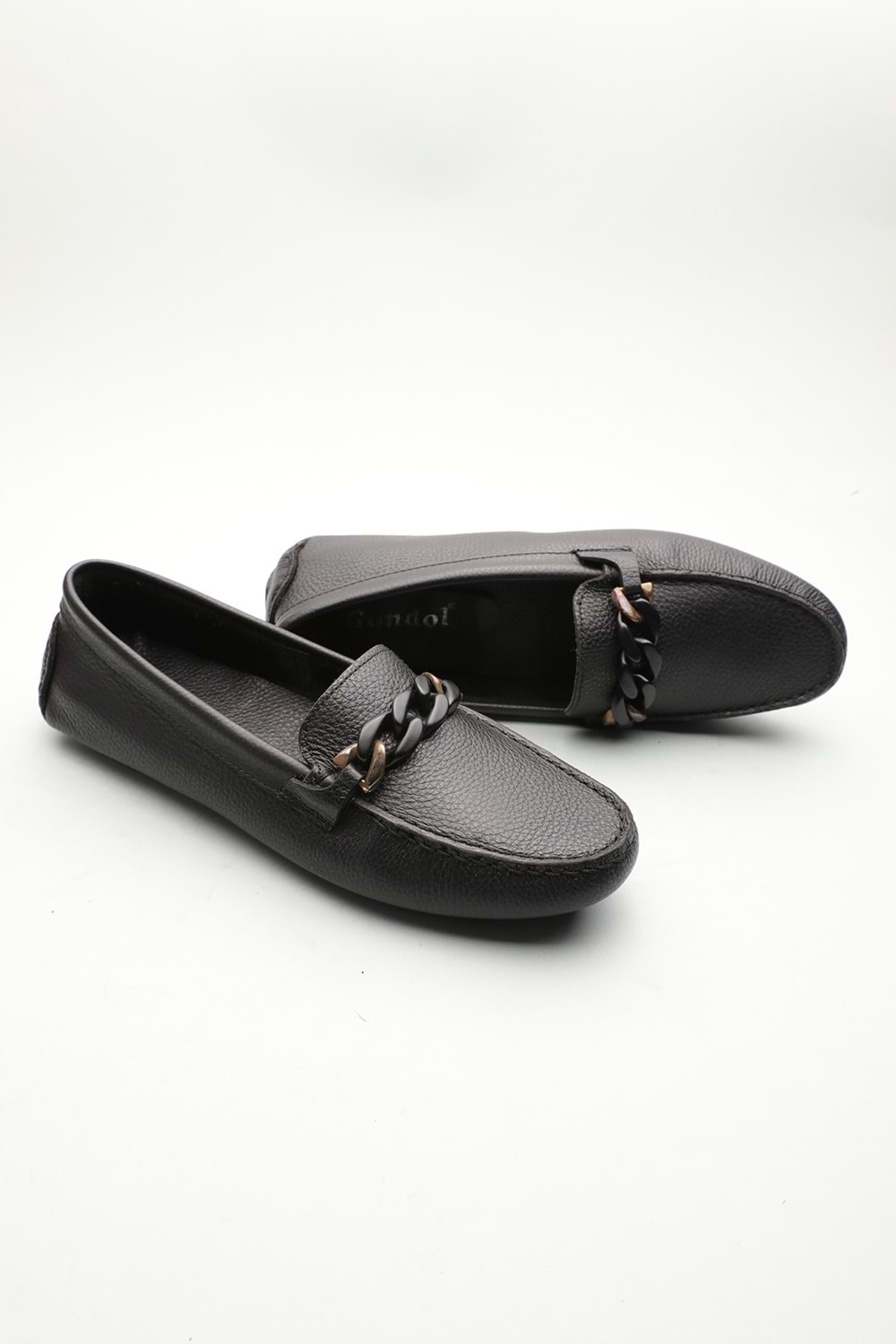 Gondol Kadın Hakiki Deri Klasik Loafer Siyah 40 ttx.735
