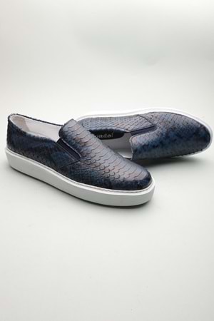 Gondol Erkek Hakiki Deri Klasik Loafer Mavi Yılan 42 ttx.601199