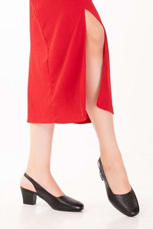 Gondol Kadın Hakiki Deri Klasik Topuklu Ayakkabı vdt.63 - Siyah - 35