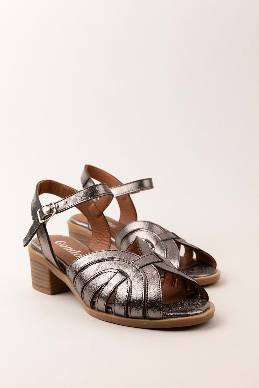 Gondol Kadın Hakiki Deri Orta Topuklu Günlük Şık Sandalet anl.3363 - Antrasit - 39