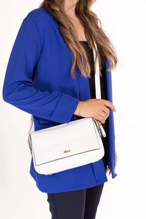 Gondol Kadın Çift Bölmeli El ve Omuz Çantası ald.1153 - Beyaz - TEK EBAT