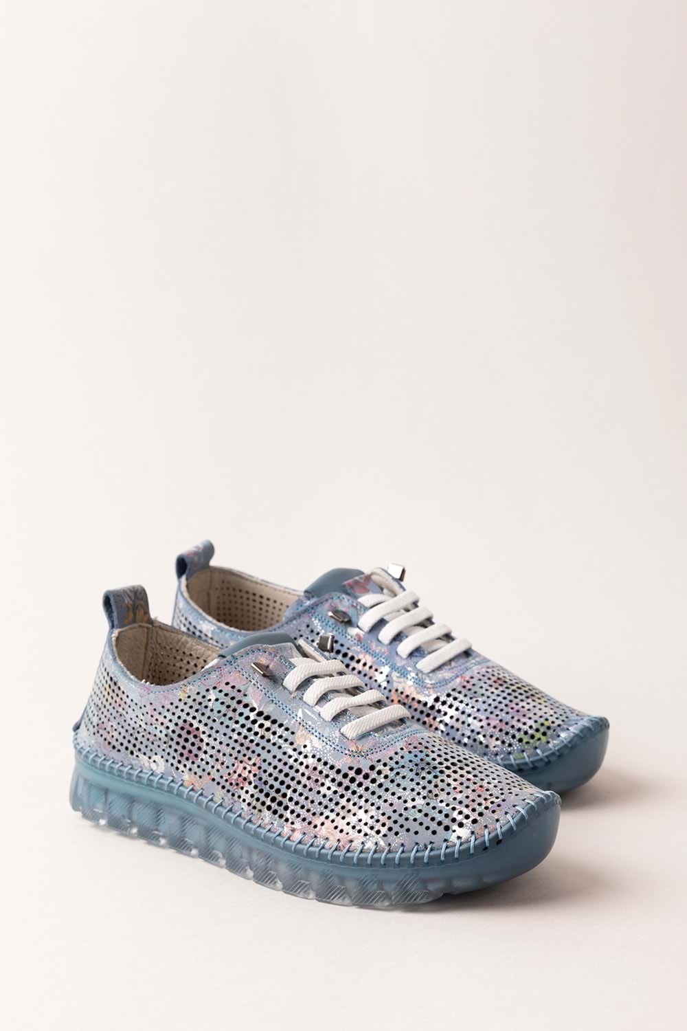 Gondol Hakiki Deri Rahat Esnek Hafif Taban Yazlık Ayakkabı kla.3623 - Mavi - 41