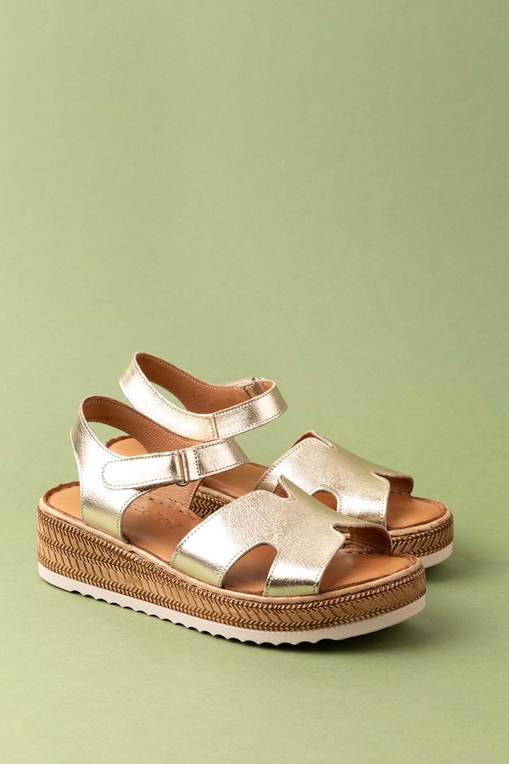 Gondol Hakiki Deri Anatomik Yumuşak Taban Rahat Sandalet irm.100 - Gold - 37