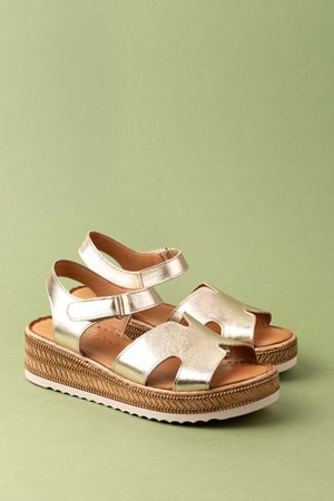 Gondol Hakiki Deri Anatomik Yumuşak Taban Rahat Sandalet irm.100 - Gold - 37