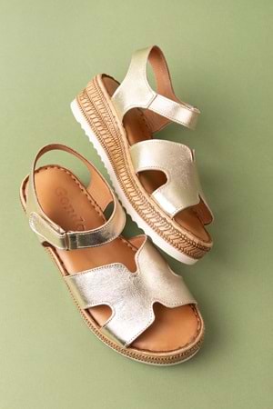 Gondol Hakiki Deri Anatomik Yumuşak Taban Rahat Sandalet irm.100 - Gold - 37