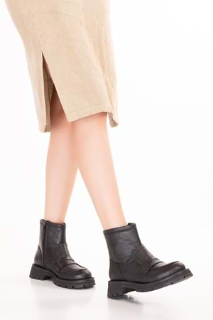 Gondol Hakiki Deri Günlük Şık Bot Bethany - Siyah - 38