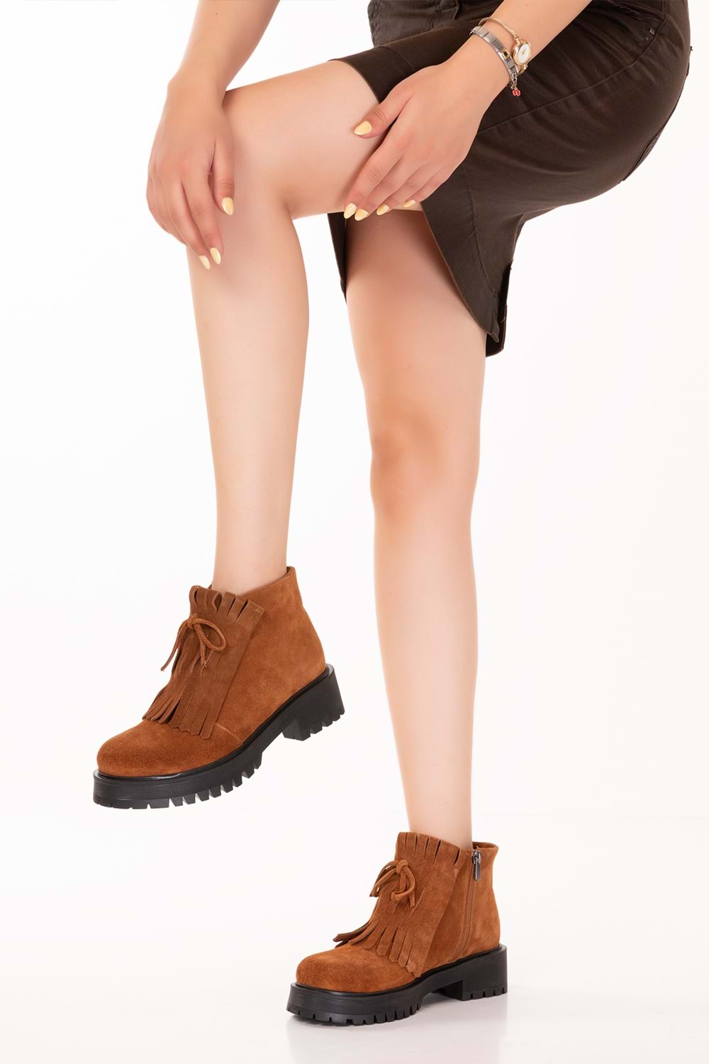 Gondol Hakiki Deri Kauçuk Taban Şık Bot Bellora - Taba Süet - 37