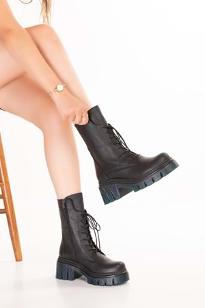 Gondol Hakiki Deri Şık Postal Bot Beritsi - Siyah - 37