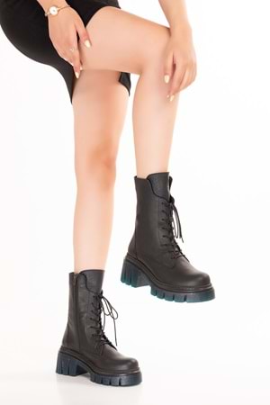 Gondol Hakiki Deri Şık Postal Bot Beritsi - Siyah - 37