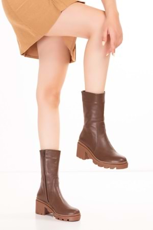 Gondol Hakiki Deri Günlük Şık Uzun Bot Winona - Kahverengi - 40