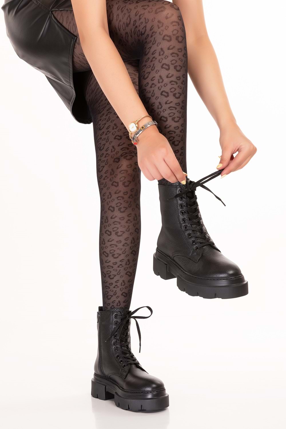 Gondol Kadın Hakiki Deri Günlük Postal Bot Wawerly - Siyah - 39